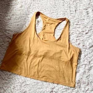 Golden Yellow Athletic Yoga Studio Athleisure Gym Workout Crop Tank Built in Bra